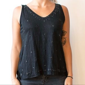 White House Black Market | Black Beaded Top